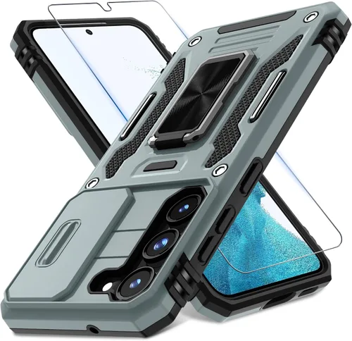 Miniatura 16 de DEERLAMN Funda para Samsung Galaxy S23 con Cubierta Deslizante para Cámara + Protector de Pantalla (2 Paquetes), Soporte de Anillo Giratorio