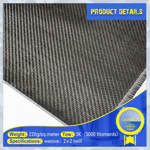 Miniatura 3 de Tudomro Tela de fibra de carbono de 10 x 12 pulgadas, hoja de fibra de carbono negra, tela pura de 2 x 2 pulgadas, tejido de sarga 3k/7.76 oz