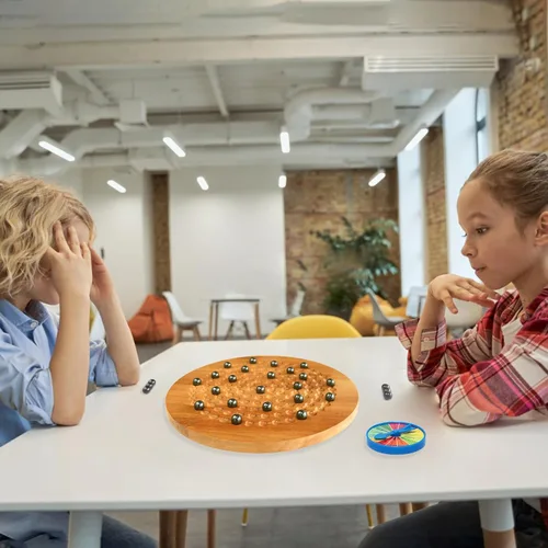 Miniatura 4 de Juego de ajedrez magnético, juego de mesa de madera dura de doble cara con 30 bolas magnéticas, desarrolla inteligencia, ejercicio cerebral