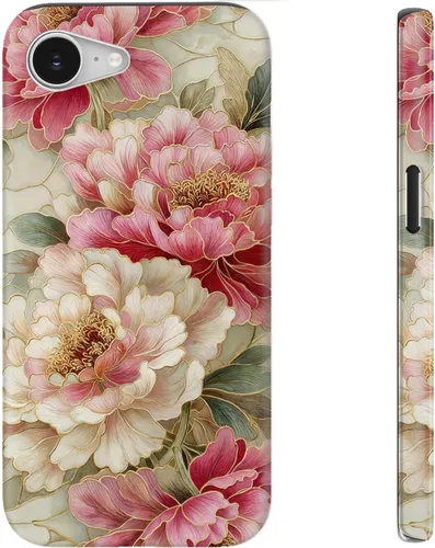Miniatura 84 de bemal Funda para iPhone 12 Mini, estética, vintage, floreciente, peonía, concha, femenina, compatible con MagSafe, moderna, única, moderna, moderna