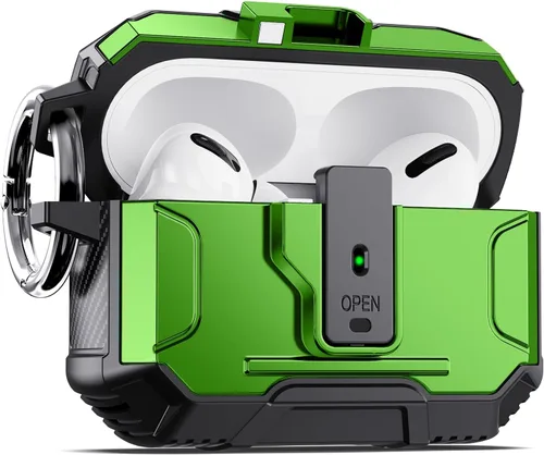 Miniatura 27 de DASFOND - Funda de armadura para AirPods de 2ª y 1ª generación, carcasa de cuerpo completo de grado militar a prueba de golpes, soporte de carga