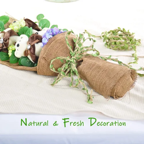 Miniatura 2 de Naidiler Cordel de cinta de hoja de arpillera de 32 pies para manualidades para safari, selva, fiesta de hadas, baby shower de bosque, decoración