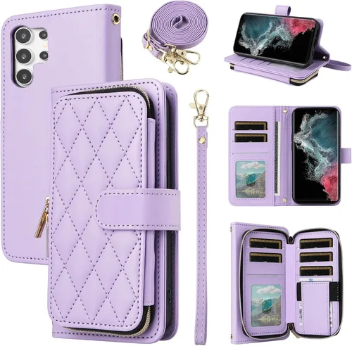 Miniatura 19 de Funda de Cartera para Samsung Galaxy S20 FE 5G de 6.5 Pulgadas con Correa para Muñeca, Billetera con Cremallera y más de 9 Ranuras para Tarjetas