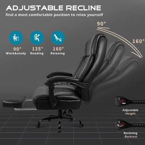 Miniatura 5 de OFIKA Silla de oficina, silla ejecutiva de oficina resistente con reposapiés, ergonómica, respaldo alto, sillas de juegos para computadora, oficina