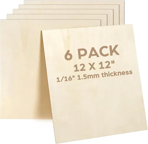 Miniatura 8 de LotFancy Hojas de tilo para manualidades, paquete de 12, 12 x 12 x 1/8 pulgadas, hojas de madera contrachapada de 3 mm de espesor, tablas de madera
