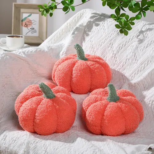 Miniatura 3 de Namalu 3 almohadas de calabaza de Acción de Gracias 3D, cojines suaves para sofá, decoración de calabaza rellena para otoño, invierno, sala