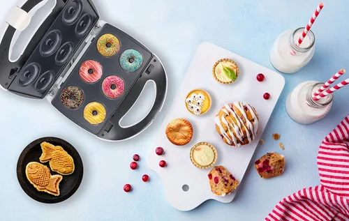 Miniatura 3 de Mini Preparador de Donas, Mini Preparador de Tartas y Quiches, Preparador de Taiyaki – NUEVO Preparador de Postres Desmontable de Tres Rebanadas 3