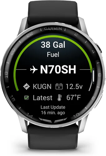 Miniatura 2 de Garmin D2™ Air X15, reloj inteligente de aviador versátil con GPS, linterna LED, características de salud y fitness, clima de aviación, Plateado