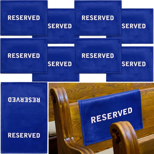 Tudomro Letreros reservados para sillas de banco, de franela, para asientos de banco, para decoración de asientos de boda de iglesia (azul, blanco,