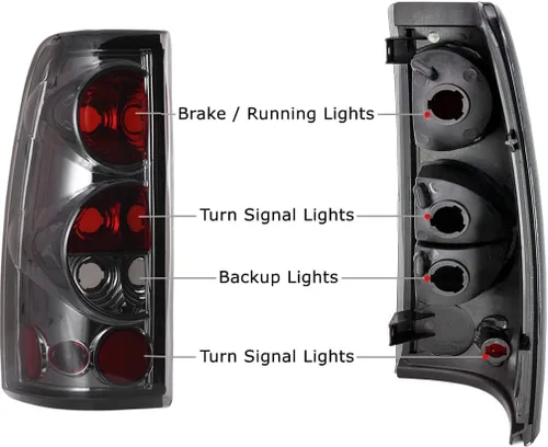 Miniatura 6 de Winjet Compatible con [1999 2000 2001 2002 2003 2004 2005 2006 Chevrolet Silverado] [1999-2003 GMC Sierra] Luces traseras Carcasa cromada/lente