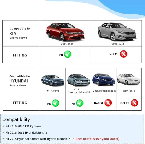 Miniatura 2 de Alfombrillas de suelo OEDRO para Kia Optima 2016-2020/Hyundai Sonata 2015-2019, forros de ajuste personalizado de TPE negro, juego de alfombrillas