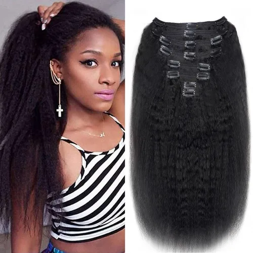 Miniatura 69 de Extensiones de cabello con clip de 12 pulgadas, rizado birmano, negro natural, extensiones de cabello con clip rizado birmano, cabello humano real