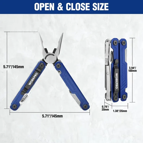 Miniatura 6 de WORKPRO Multiherramienta con cuchillo de bolsillo, regalo de cumpleaños para hombres, papá, padre, marido, alicates de acero inoxidable 18 en 1