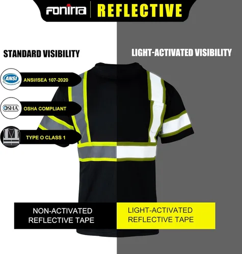 Miniatura 6 de FONIRRA Camisa reflectante de seguridad de alta visibilidad para hombres ANSI Clase 3 Hi Vis, camisas de trabajo de construcción con manga corta