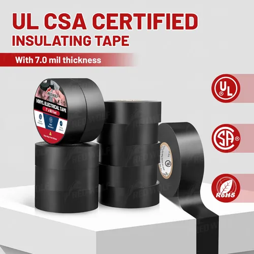 Miniatura 2 de RED WOLF Cinta eléctrica de vinilo de 1 pulgada x 66 pies, 5 rollos, cinta eléctrica de PVC con certificación UL CSA de 7 mil de grosor, resistente