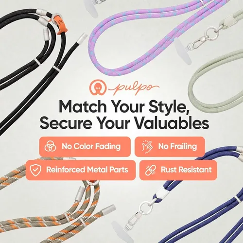 Miniatura 7 de Pulpo - Cordón antirrobo 2 en 1 para teléfono y correa de muñeca para iPhone y Android, correa ajustable para teléfono celular y correa universal