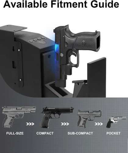 Miniatura 6 de Caja fuerte biométrica para pistola con puerta corredera automática – 0.1s de acceso rápido para pistola de seguridad para mesita de noche