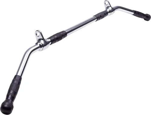 AmStaff - Barra de tracción recta Ez Curl Lat de 48 pulgadas con doble gancho giratorio para máquinas de cable de doble polea, accesorio funcional