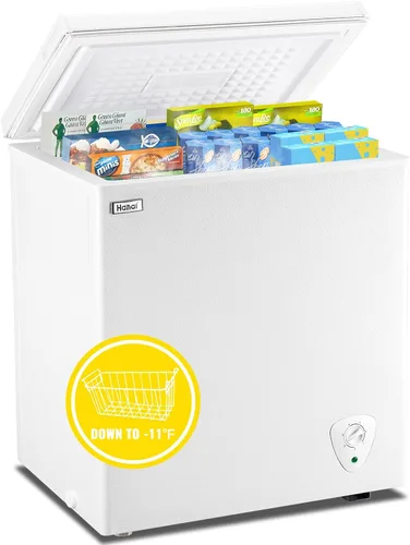 WANAI Congelador de pecho pequeño con cesta de almacenamiento extraíble, puerta superior, compacto, 7 engranajes, control de temperatura para