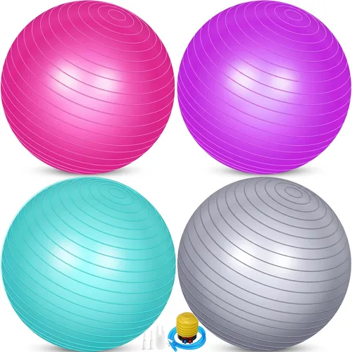 Miniatura 14 de Leyndo 4 pelotas de ejercicio de yoga de 26 pulgadas, para pilates, embarazo, parto, fitness, con bomba rápida, antiestallido, para mejorar