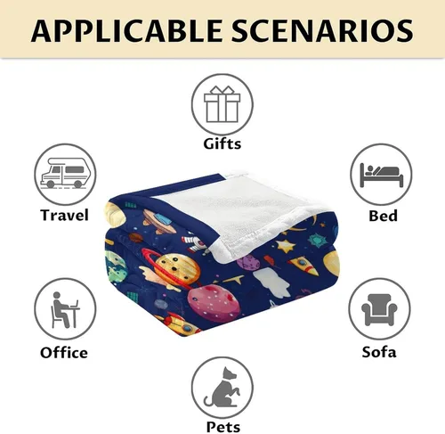 Miniatura 6 de Regalos de planeta – 30 x 40 pulgadas Lindas mantas amantes de los planetas para niños – Manta suave y mullida azul para regazo y oficina