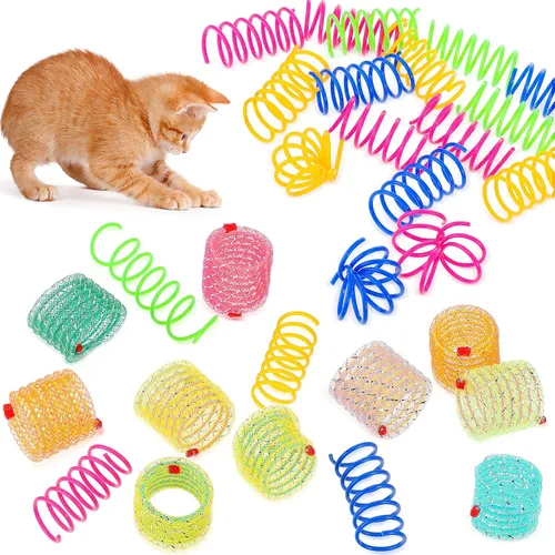 Sumind 30 unidades de juguetes de resorte para gatos, resortes en espiral para interiores, interactivos para gatos, juguetes para mascotas, espiral