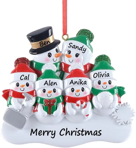 Miniatura 10 de Adorno familiar personalizado 2025, adornos familiares únicos, pala de muñeco de nieve, decoración de fiesta, adornos de Navidad de pareja de muñeco