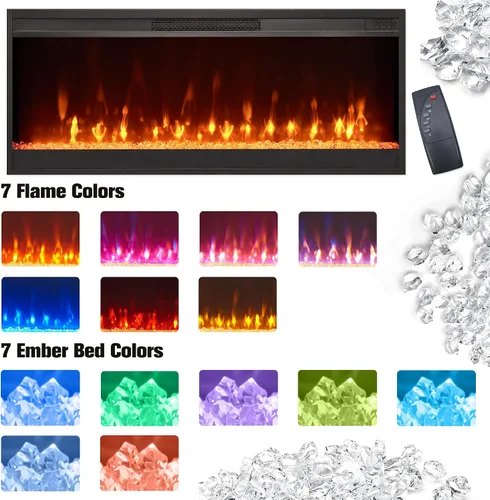 Miniatura 4 de RedLemon Soporte de TV con chimenea de granja para TV de 80 pulgadas, centro de entretenimiento de 36 pulgadas de alto con chimenea eléctrica