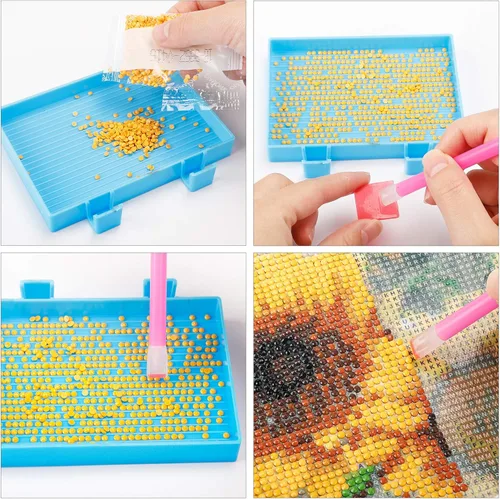Miniatura 3 de OUTUXED 117 piezas de herramientas y accesorios de pintura de diamantes 5D DIY con caja de bordado de diamantes y bolígrafos de pintura de varios