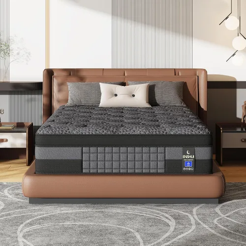 Miniatura 10 de ENSHUI Colchón individual, colchón híbrido de 12 pulgadas en una caja, colchones de firmeza media con espuma viscoelástica de gel y resortes