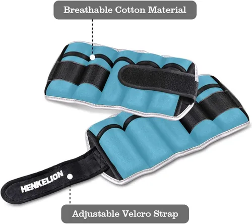 Miniatura 4 de Henkelion - Juego de 1 par de pesas ajustables, tobillo y muñeca, 2, 3, 5 y 10 libras, para gimnasio, entrenamiento, correr, levantamiento de pesas