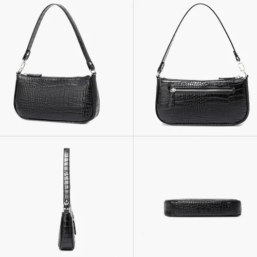 Miniatura 6 de Bolsos de hombro pequeños para mujer, estilo retro, clásico, bolso de mano con patrón de cocodrilo