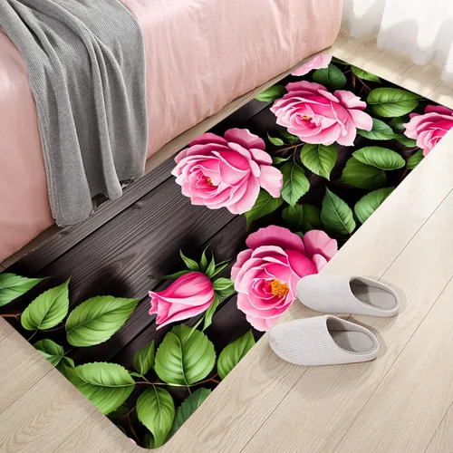 Miniatura 16 de Alfombra antideslizante de espuma de esponja de pelo bajo para puerta de baño, alfombras separadas a prueba de deslizamiento, alfombra de ilusión
