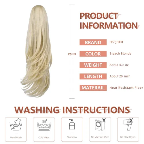 Miniatura 193 de Extensiones de cola de caballo de cabello rubio, extensiones de cola de caballo para mujer, pinza de extensiones de cabello rizado de 12 pulgadas