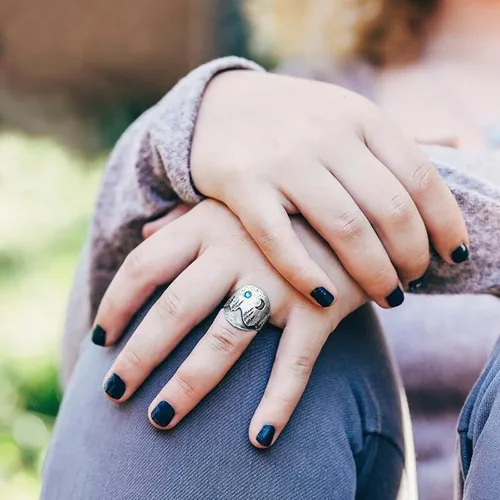 Miniatura 8 de Anillos de acero inoxidable, anillo de inspiración de aleación vintage de sol y luna (plata, 6)