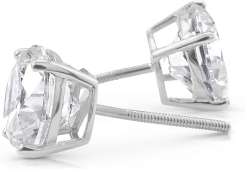 Miniatura 3 de Aretes de diamantes de moissanita de oro blanco de 14 quilates para hombres y mujeres, aretes de diamante de imitación de oro sólido para hombres
