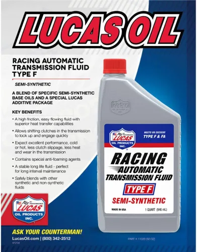 Lucas Oil 11020 Fluido de transmisión automática semisintético de carreras tipo F, 1 cuarto de galón (paquete de 6)