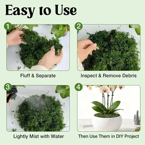 Miniatura 5 de Halatool Musgo verde falso para plantas de interior, 10 onzas de musgo artificial seco para manualidades, jardín de hadas, terrario, artes, 10oz