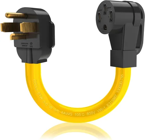 Adaptador de Cable NEMA 14-30P a 14-50R para Cargador EV, Compatible con Alquiler, Enchufe Macho de 4 Puntas de Toma de Secadora 125V/250V a