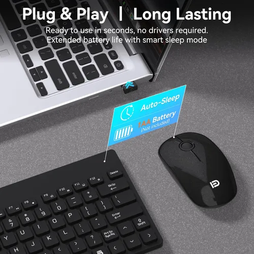 Miniatura 5 de Mango Era - Combo de teclado y mouse inalámbricos compactos, mini teclado y mouse de viaje pequeños para laptop, juego de teclado inalámbrico USB
