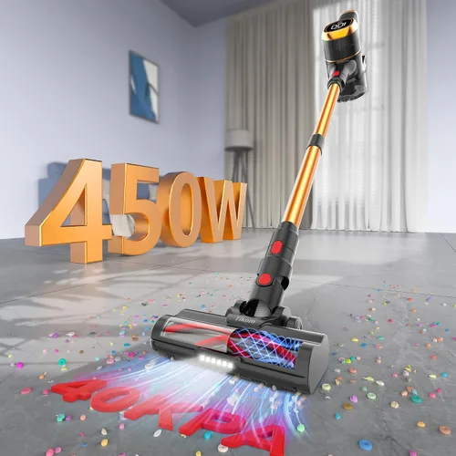 Miniatura 2 de Tikom V500 - Aspiradora inalámbrica para el hogar, aspiradora de 40000 Pa/450 W con pantalla táctil LED, base de pared de carga, antienredos