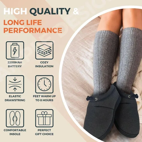 Miniatura 4 de Pantuflas térmicas para hombres y mujeres: desgaste recargable para pies con 3 ajustes de temperatura que mantiene los pies calientes hasta 11 horas