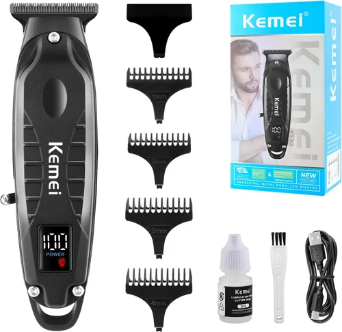 KEMEI Cortadora de pelo profesional y cortadora de pelo inalámbrica para hombres, cortadora de peluquería recargable por USB para corte de cabello,