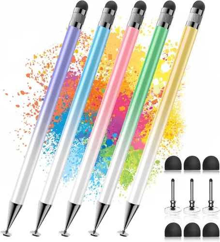 Miniatura 14 de Bopomofo Stylus (5 unidades), lápiz capacitivo 2 en 1 para pantalla táctil, alta precisión y sensibilidad, adecuado para tabletas