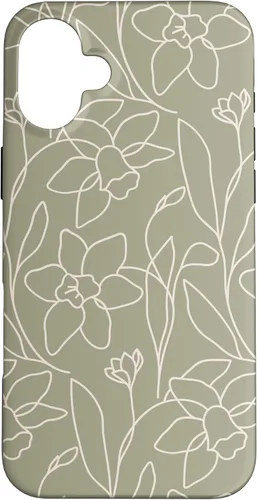 Miniatura 23 de Poppy Flower Line Art Modern Leaves Boho Artichoke Green Case for iPhone 17