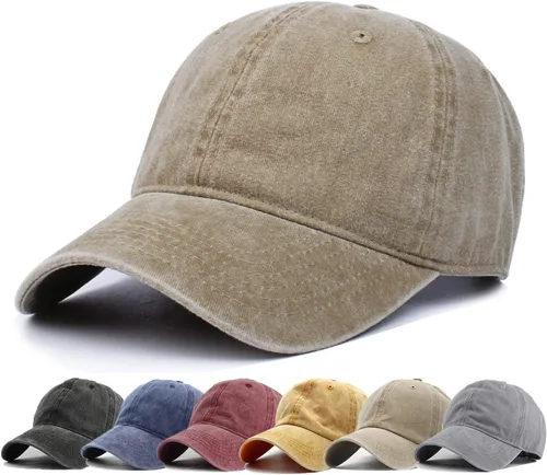 Miniatura 8 de HH HOFNEN Gorra de béisbol de algodón de sarga lavada y desgastada, vintage, ajustable, para hombre y mujer