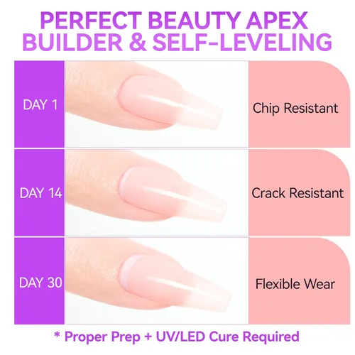 Miniatura 5 de Gelike EC Peachy Jelly Gel de Pegamento para Uñas - 6 en 1 Uñas Acrílicas Transparentes Extra Fuertes - Adhesivo de Extensión de Larga Duración UV
