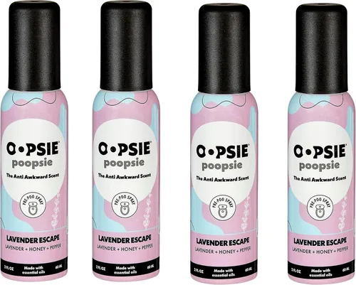 Miniatura 10 de Oopsie Poopsie Aerosol para inodoro – Antes y después de ir – Spray neutralizador y eliminador de olores de baño, tamaño de viaje con aceites