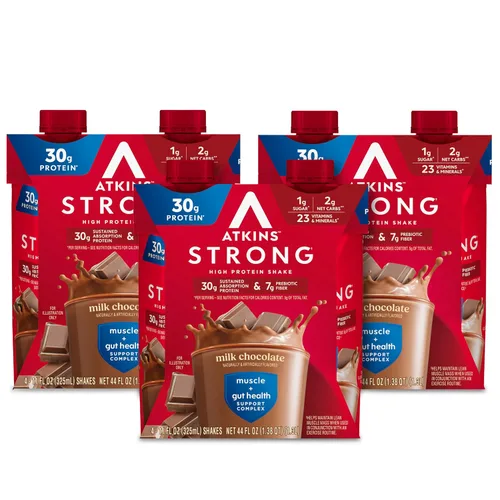 Miniatura 8 de Atkins - Batido Fuerte de Alta Proteína, Sabor Café Laté, 30g de Proteína, 7g de Fibra Prebiótica, Apoyo para la Salud Muscular y del Intestino