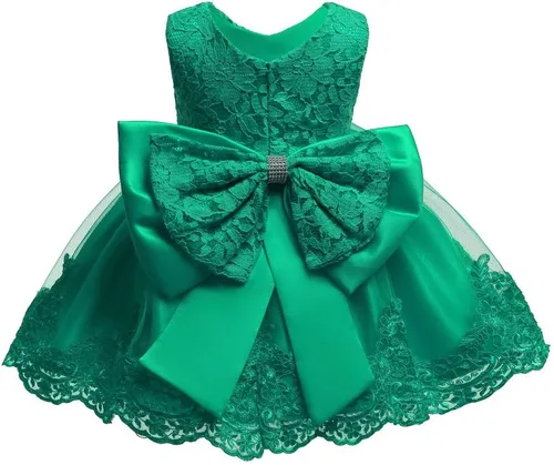 Miniatura 2 de Vestido formal de bautizo para niña con diadema